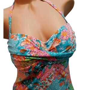 INTO‎ THE BLUE Swim Tankini SWIMWEAR Floral Hawaiian Tropical Bikini Top Size 12